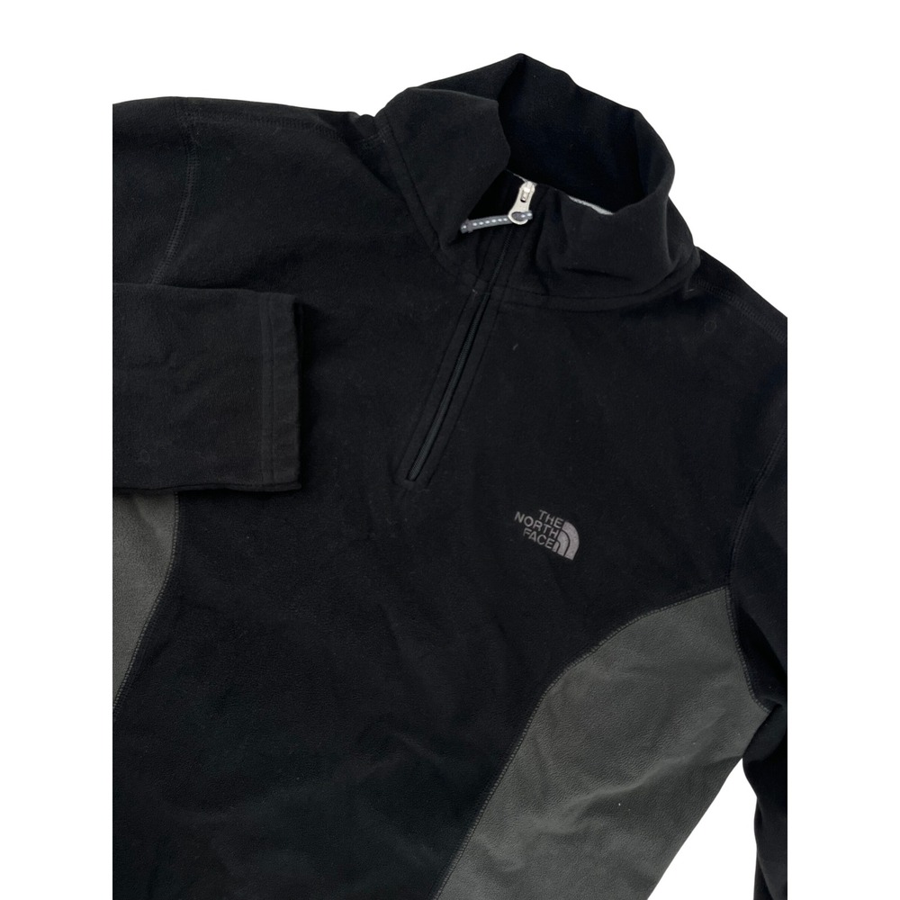 The North Face TKA 100 Fleece Pullover Womens Medium Black Grey 1/4 Zip Sweater